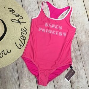 Vigoss Girls Pink Beach Princess 1 Pc Swimsuit Size 14
